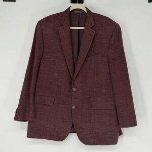 Jack Victor 1913 Mens 43R Blazer Sport Coat Maroon Wool Silk Linen Luxor